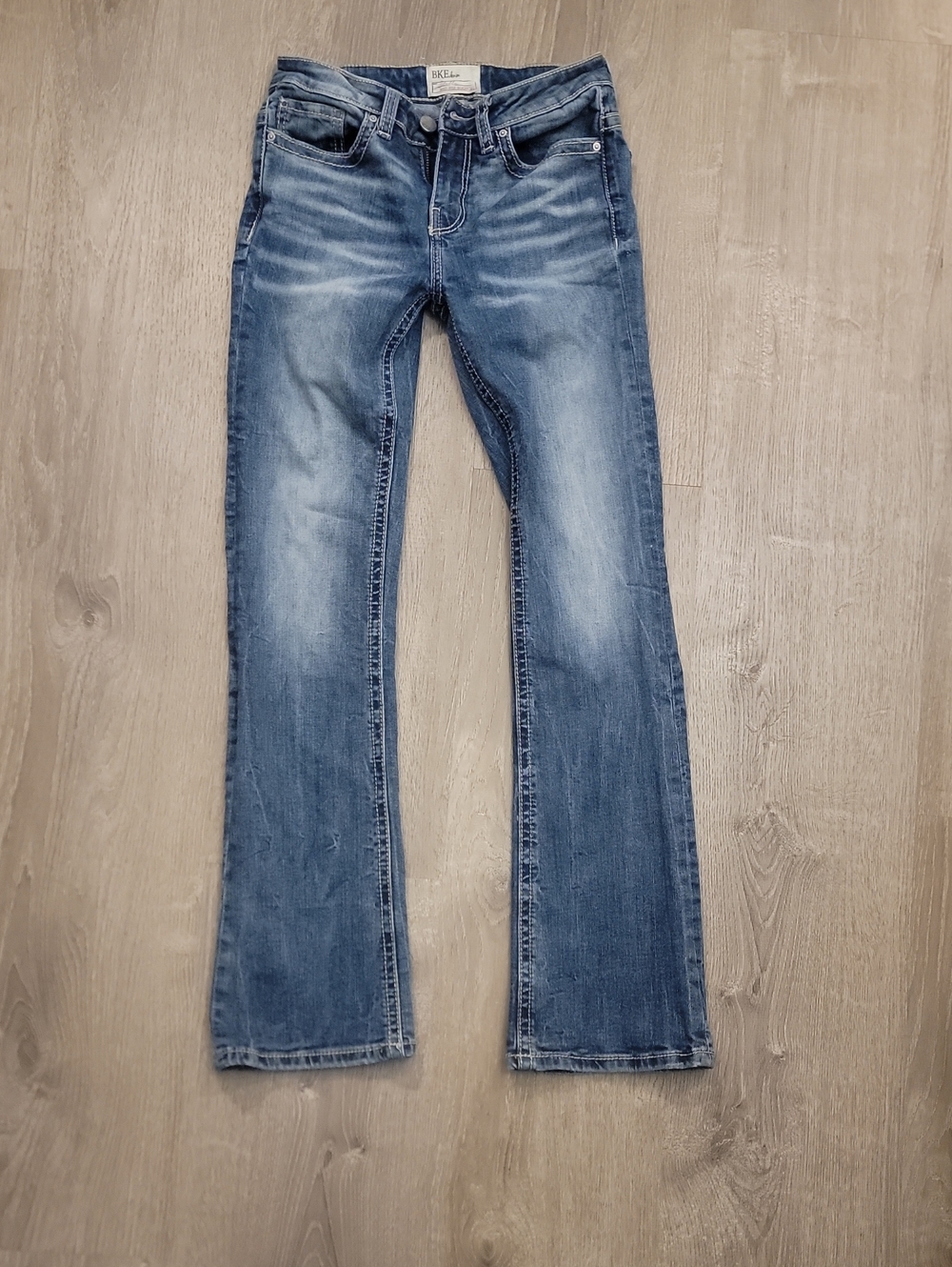 BKE Women's Medium Blue Bootcut Jeans Stella Mid-rise Bootcut Short. 25x29 1/2